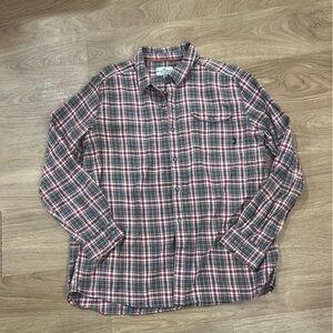 Casual Plaid Button-Down Shirt - grey and Red